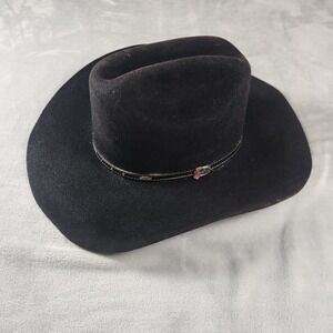 Justin Black Cowboy Hat 7 100% Wool Milano Rodeo Roper Vintage Cowboy Western